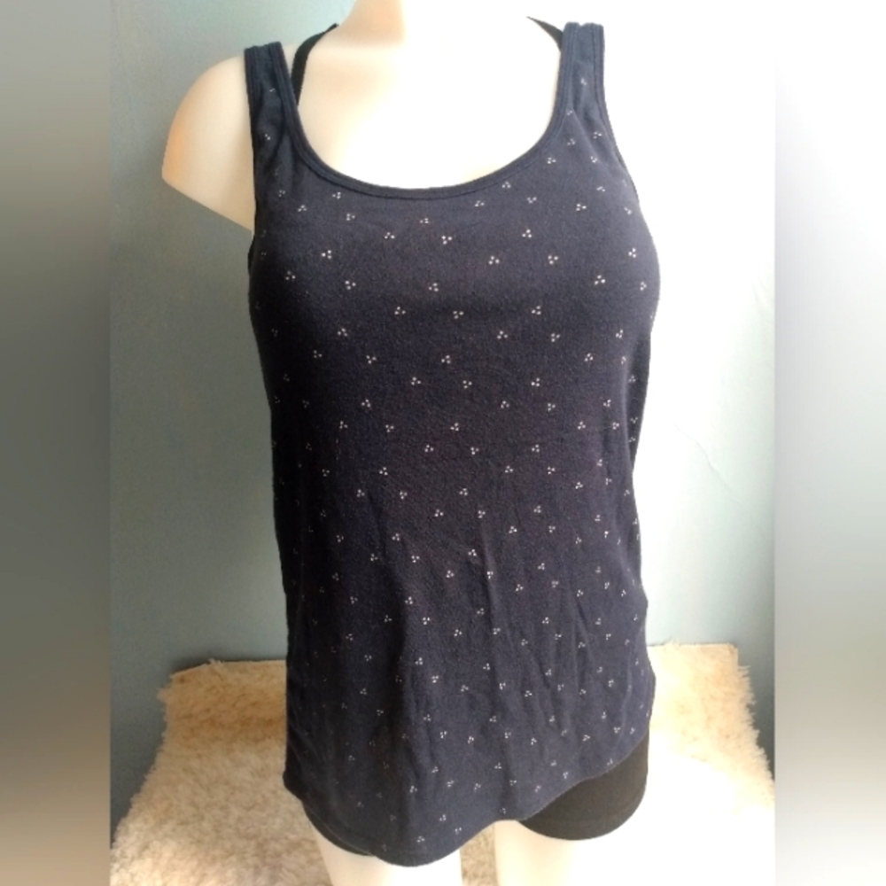 EUC Merona woman's size XXL navy and white dot tank top